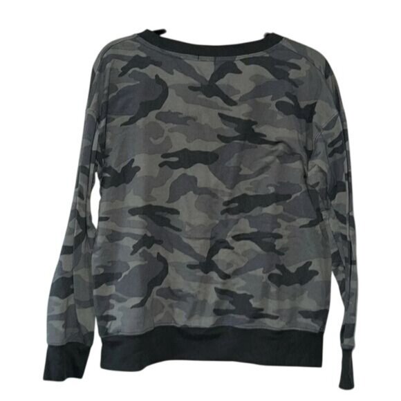 Splendid Womens Camouflage Sweatshirt S Green/Gray Polyester/Spandex Crew Neck L - Picture 7 of 8